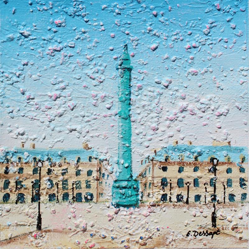 Painting Place Vendome by Dessapt Elika | Painting Impressionism Acrylic, Sand