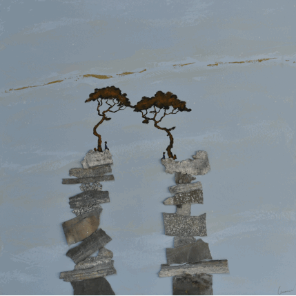 Painting Le juste équilibre by Lemonnier  | Painting Subject matter Acrylic, Zinc Landscapes