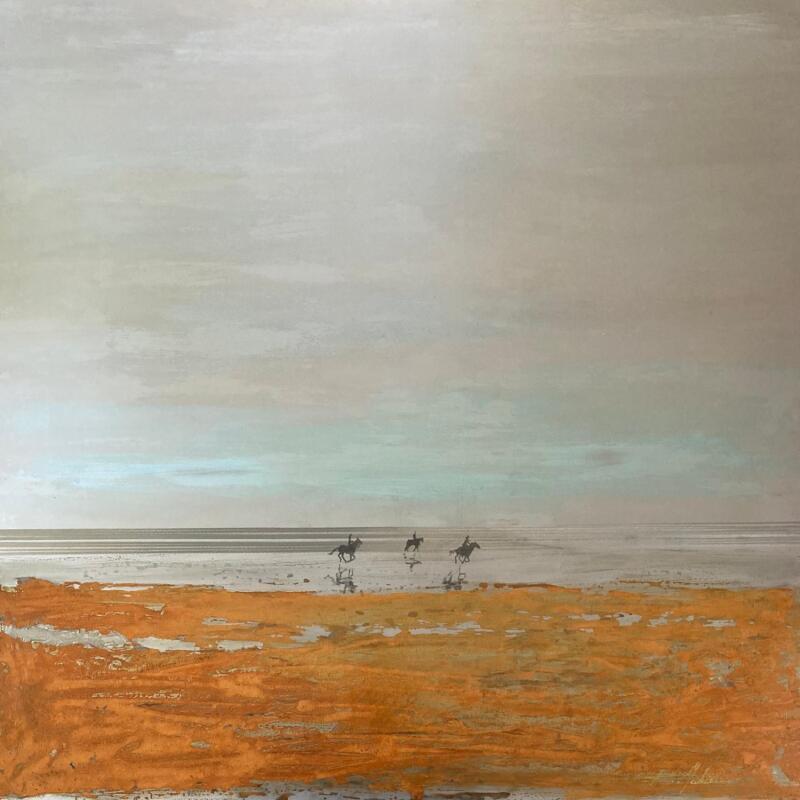 Painting Galop à la mer by Mahieu Bertrand | Painting Figurative Metal Landscapes