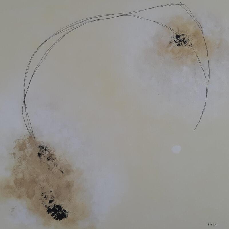 Painting abstract white F 17 by Wilms Hilde | Painting Abstract Acrylic, Ink, Sand