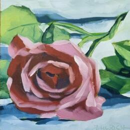 Peinture Lonely Rose par Ulrich Julia | Tableau Figuratif Huile