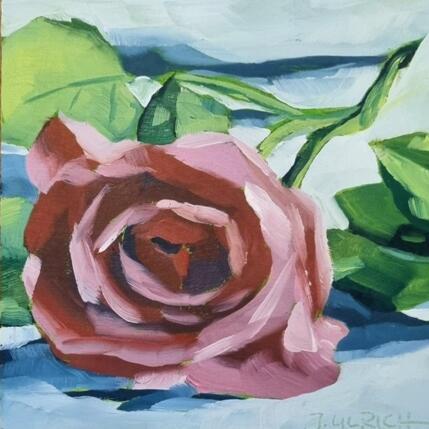 Painting Lonely Rose by Ulrich Julia | Painting Figurative Oil