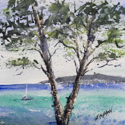 Painting Vue reposante  by Hoffmann Elisabeth | Painting Figurative Watercolor Landscapes, Marine