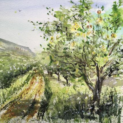 Painting Le sentier des citronniers  by Hoffmann Elisabeth | Painting Figurative Watercolor Landscapes, Nature, Pop icons
