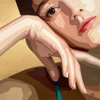 Painting Une fille en or by Colin Véronique | Painting Figurative Acrylic Mode, Pop icons, Portrait