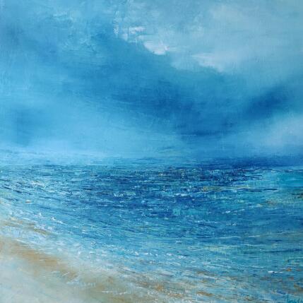 Painting Mer bleu & or by Levesque Emmanuelle | Painting  Oil
