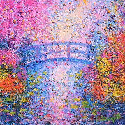 Painting Le pont japonais by Dessapt Elika | Painting Impressionism Acrylic, Sand