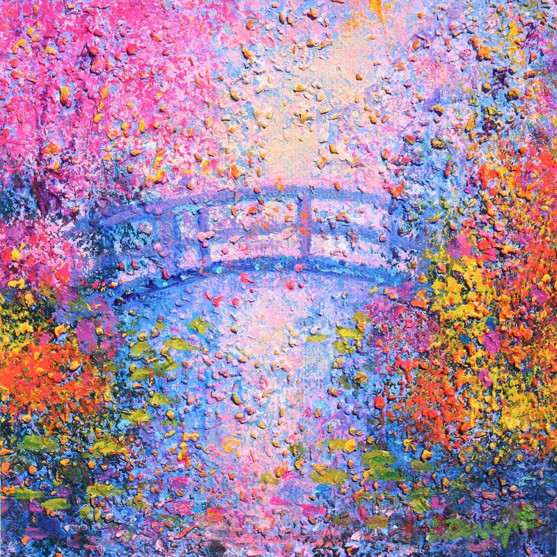 Painting Le pont japonais by Dessapt Elika | Painting Impressionism Acrylic, Sand