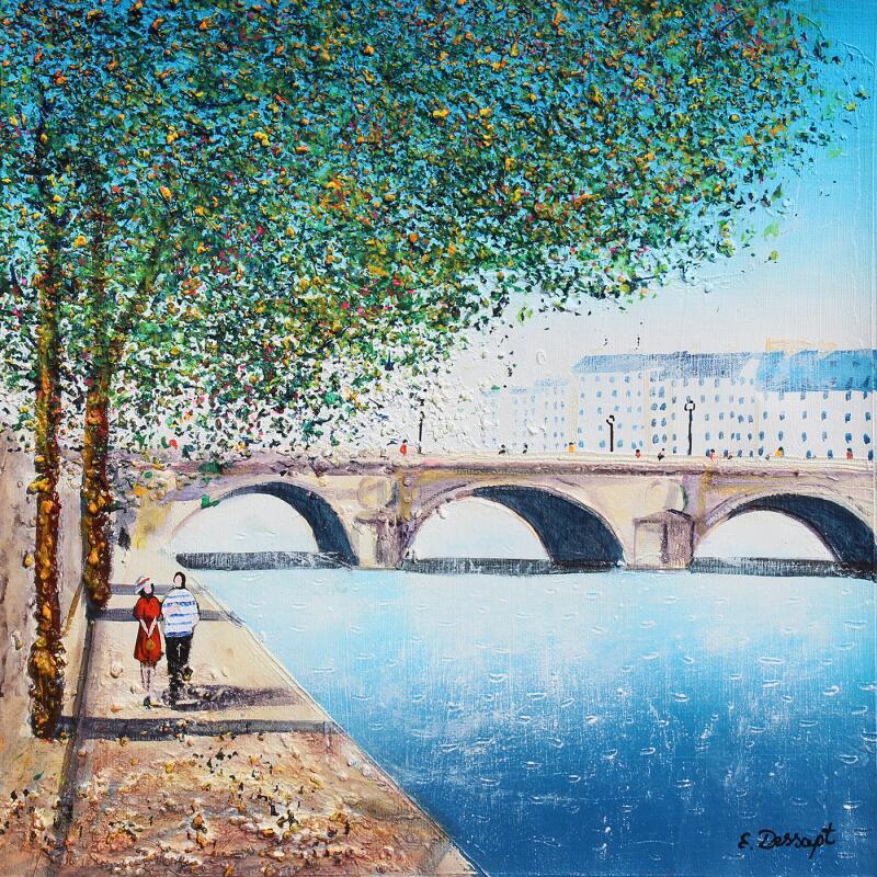 Painting Main dans la main à Paris by Dessapt Elika | Painting Impressionism Acrylic, Sand