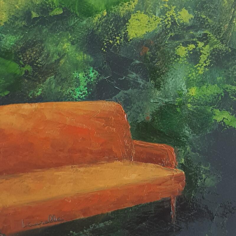 Painting Canapé dans la verdure by Bessé Laurelle | Painting Figurative Oil Landscapes, Life style, Nature