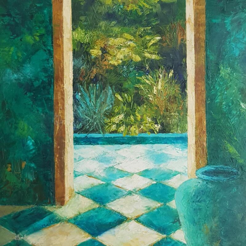 Painting Carré de verdure by Bessé Laurelle | Painting Figurative Oil Architecture, Landscapes, Life style