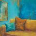 Painting Le salon bleu by Bessé Laurelle | Painting Figurative Life style Architecture Oil