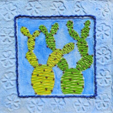 Painting Blue energy by Vazquez Laila | Painting Figurative Textile, Watercolor Landscapes, Nature