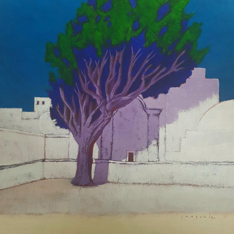 Painting Balade à Pyrgos by Pasquale | Painting Figurative Acrylic Architecture, Landscapes, Nature