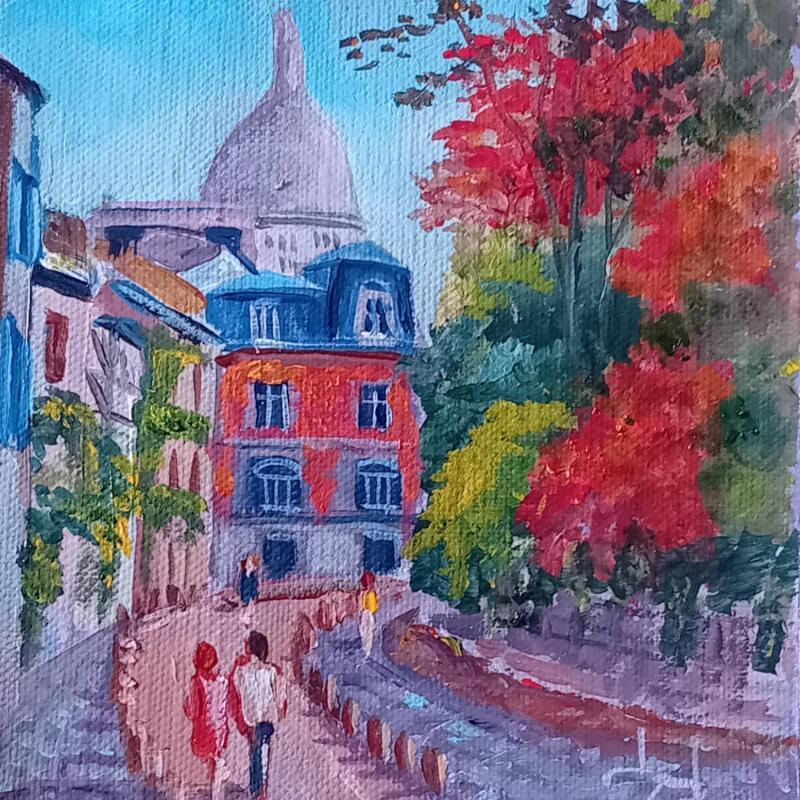 Painting On se promène sur la butte Montmartre  by Degabriel Véronique | Painting Impressionism Oil Landscapes, Life style, Urban