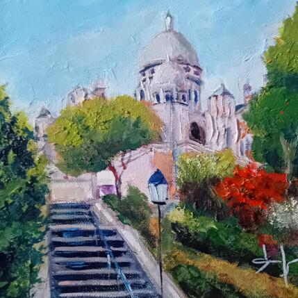 Painting On monte au Sacré Cœur à Paris  by Degabriel Véronique | Painting Figurative Oil Landscapes, Life style, Pop icons, Urban