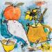 Painting Mimosa et tournesol by Colombo Cécile | Painting Naive art Still-life Watercolor Acrylic Gluing Ink Pastel