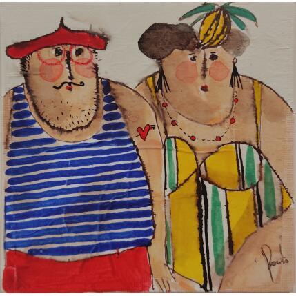 Peinture Charles, Augustine par Colombo Cécile | Tableau Art naïf Acrylique, Aquarelle, Collage, Encre, Pastel Portraits
