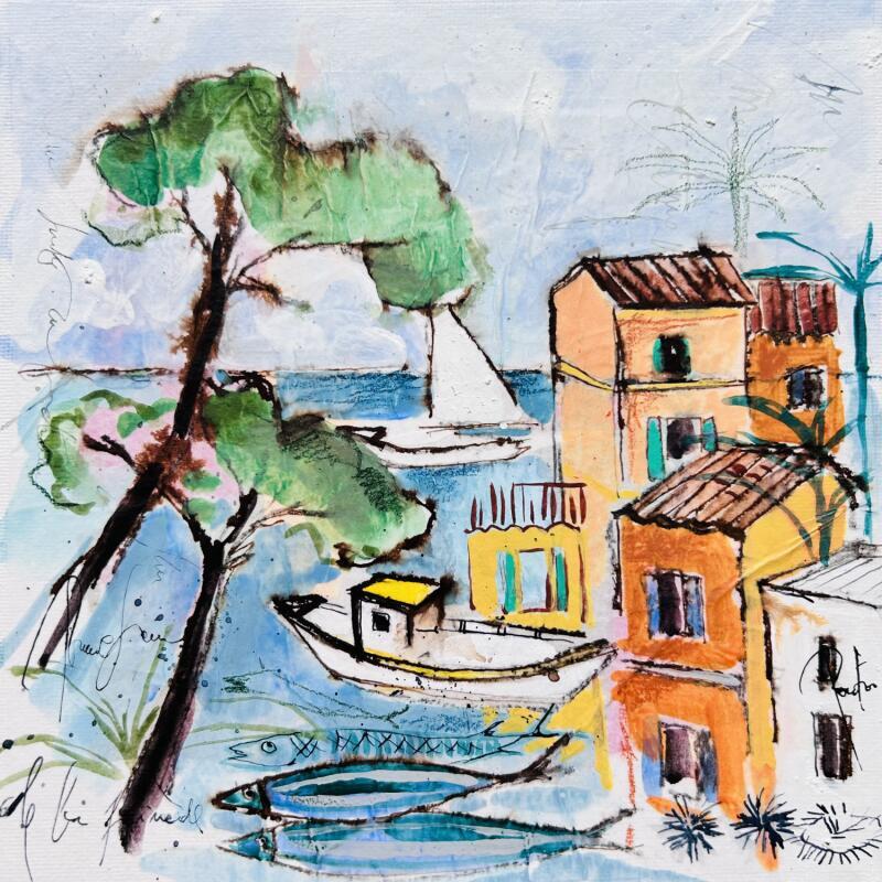 Painting A découvert by Colombo Cécile | Painting Naive art Acrylic, Gluing, Ink, Pastel, Watercolor Landscapes, Life style, Pop icons