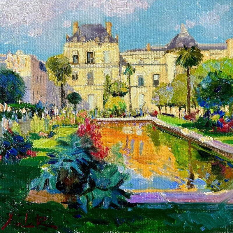 Painting Golden Afternoon at the Jardin du Luxembourg by Xanlar | Painting Impressionism Oil Architecture, Nature, Still-life