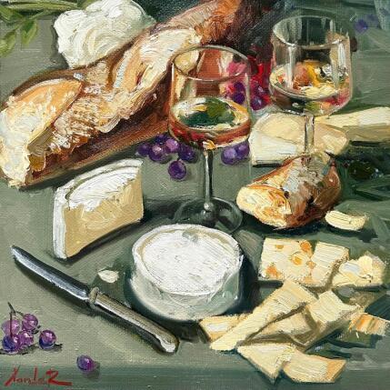 Painting  Grapes, Brie, and Dreams by Xanlar | Painting Impressionism Oil Life style, Society, Still-life