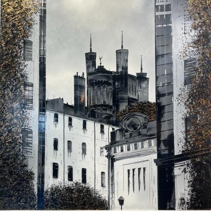 Painting La nuit à Lyon by Rey Julien | Painting Figurative Gold leaf