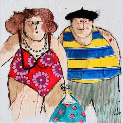 Painting Mélodie Adrien by Colombo Cécile | Painting Naive art Acrylic, Gluing, Ink, Pastel, Watercolor Life style, Pop icons, Portrait