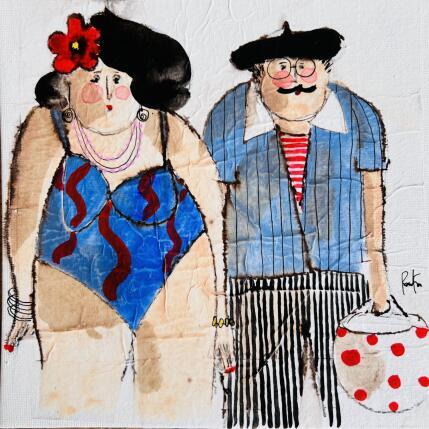 Painting Bernadette Paulo by Colombo Cécile | Painting Naive art Acrylic, Gluing, Ink, Pastel, Watercolor Life style, Pop icons, Portrait