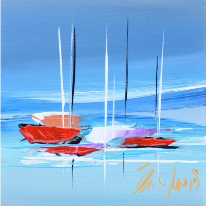 Painting BALADE BLEU by Munsch Eric | Painting Figurative Marine Oil Acrylic