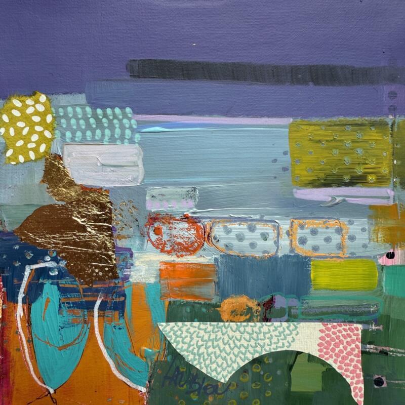 Painting Tentation by Lau Blou | Painting Abstract Acrylic, Gluing, Gold leaf