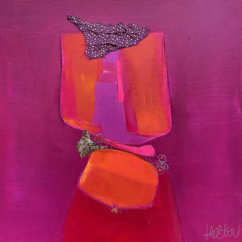Painting Lumière by Lau Blou | Painting Abstract Acrylic, Cardboard, Gluing, Gold leaf, Pastel Pop icons