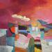 Painting Découverte des cachettes by Lau Blou | Painting Abstract Landscapes Acrylic Gluing Pastel Gold leaf