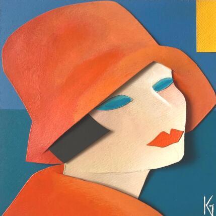 Peinture Orange summer par Gustavsen Karl | Tableau Figuratif Acrylique, Collage Marine, Mode, Portraits