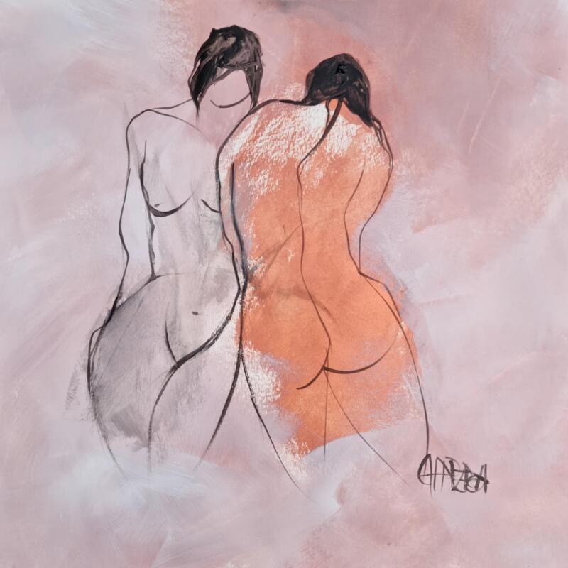 Painting Toi et moi by Chaperon Martine | Painting Figurative Acrylic Nude
