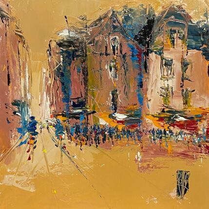 Painting Foule d'un Jour by Raffin Christian | Painting Figurative Oil Urban
