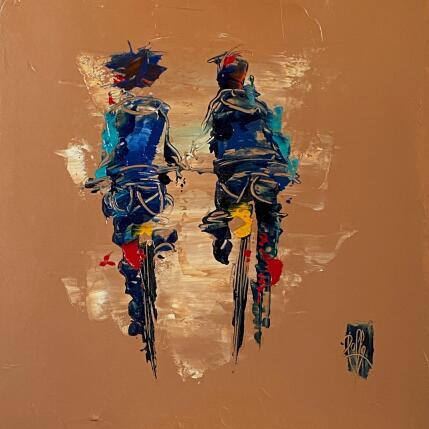 Painting Balade à vélo by Raffin Christian | Painting Figurative Oil Life style