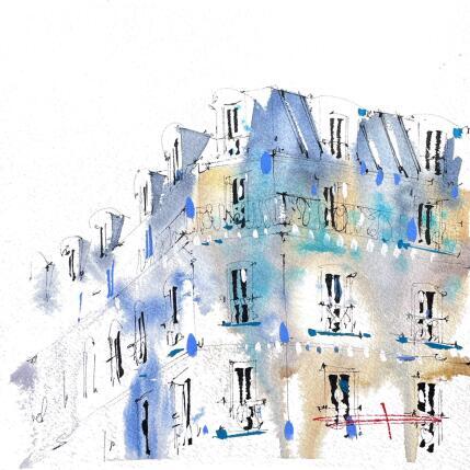Gemälde L'unique architecture parisienne von Bailly Kévin  | Gemälde Figurativ Aquarell, Tinte Architektur, Pop-Ikonen, Urban