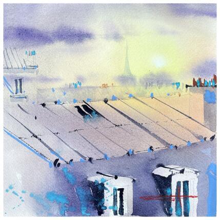 Gemälde Purple raine von Bailly Kévin  | Gemälde Figurativ Aquarell, Tinte Architektur, Pop-Ikonen, Urban