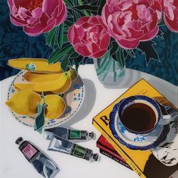 Painting Francis adorait le rose by Auriol Philippe | Painting Figurative Acrylic, Plexiglass, Posca Still-life
