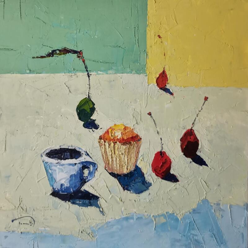Painting El cafè by Tomàs | Painting Figurative Oil Pop icons, Still-life