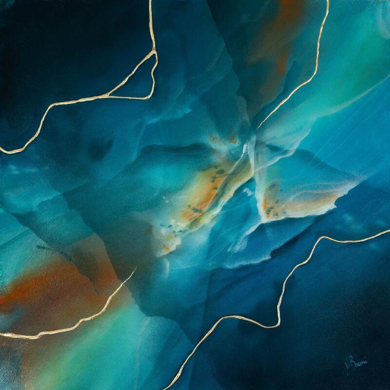 Painting Aube minérale by Baroni Victor | Painting Abstract Acrylic, Gold leaf Minimalist