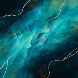 Painting Récif rocheux by Baroni Victor | Painting Abstract Acrylic, Gold leaf Minimalist