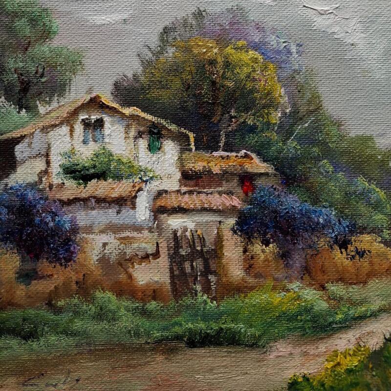 Painting Masia by Cabello Ruiz Jose | Painting Figurative Oil Landscapes