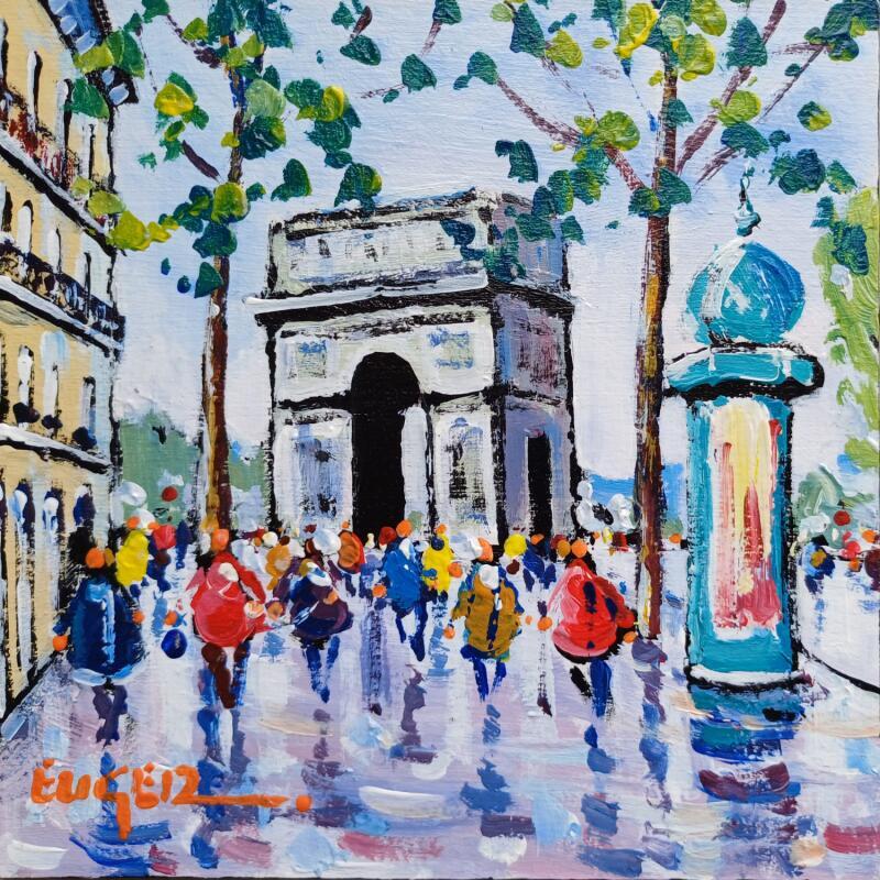 Painting PRES DE LA PLACE DE L'ETOILE by Euger | Painting Figurative Acrylic Life style, Society, Urban
