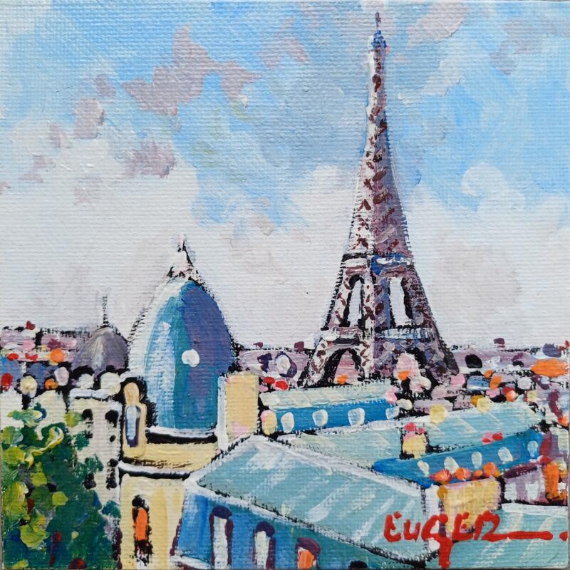 Painting TOITS DE PARIS PRES DE LA TOUR EIFFEL by Euger | Painting Figurative Acrylic Landscapes, Society, Urban