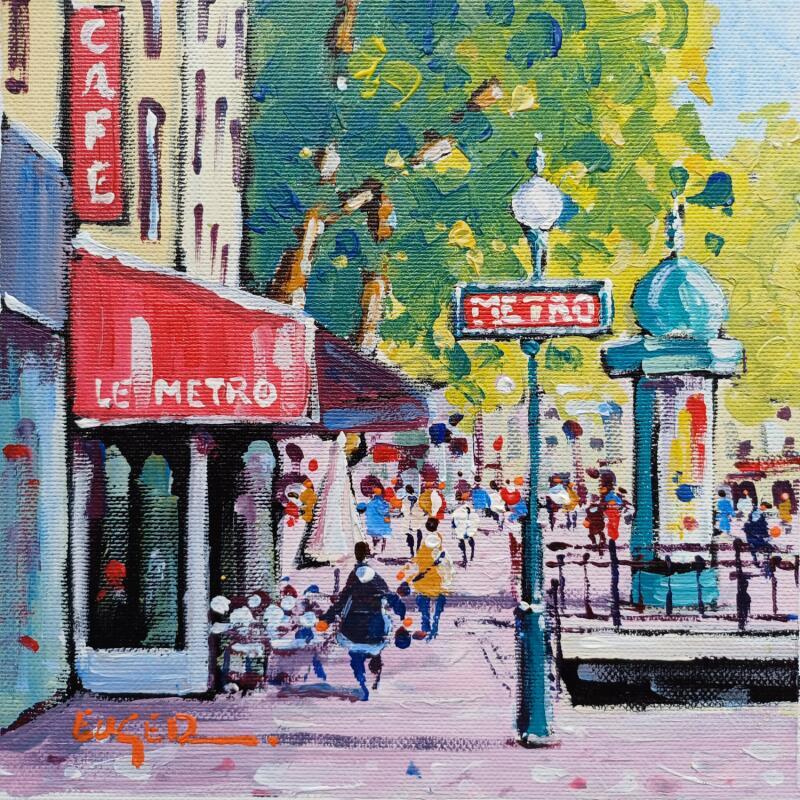 Painting METRO BOULEVARD ST GERMAIN A PARIS by Euger | Painting Figurative Acrylic Life style, Pop icons, Society, Urban
