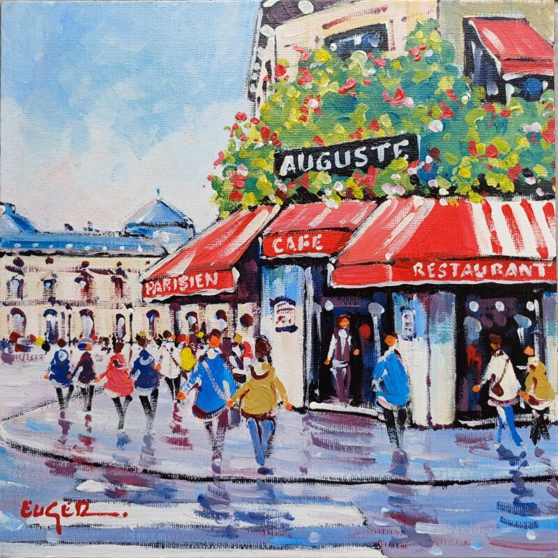 Painting RUE DE RIVOLI, PRES DU LOUVRE by Euger | Painting Figurative Acrylic Life style, Society, Urban
