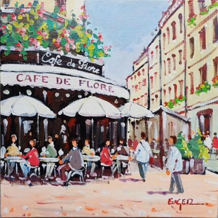 Painting MATINEE AU CAFE DE FLORE by Euger | Painting Figurative Acrylic Life style, Society, Urban