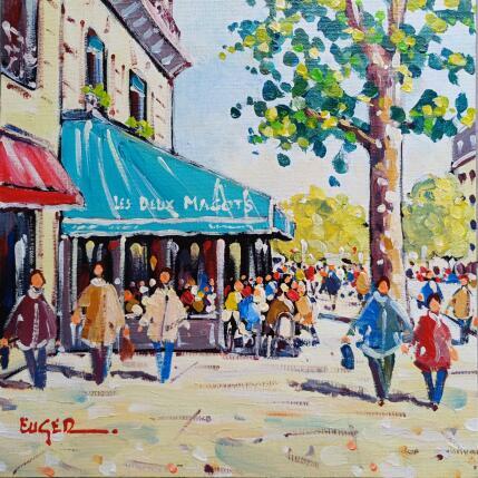 Painting DEJEUNER AUX DEUX MAGOTS by Euger | Painting Figurative Acrylic Life style, Society, Urban
