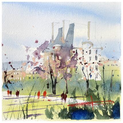 Painting Le bonheur des parcs parisiens by Bailly Kévin  | Painting Figurative Ink, Watercolor Architecture, Urban